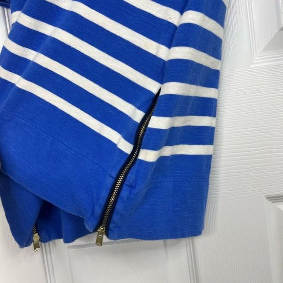 J. Crew Blue White Stripes 3/4 Sleeve Side Zip Stretch Knit Tunic Sweater XS - Picture 6 of 11